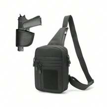 1 Men's Concealed Carry Crossbody Bag, Pistol Chest Bag, Shoulder Backpack Black