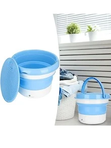 avadora Portátil, Mini Lavadora Ligera para Acampar, Viajar, Apartamento, Dormitorio para Extraíble - Azul - Ver 2