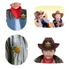 6入組古銅色警徽玩具,帶有金屬西部牛仔治安官胸針,適用於牛仔派對和日常穿著 - 銅色 - 查看 3