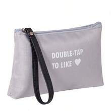 Gray Letter Print Cosmetic Bag - Grey - View 2