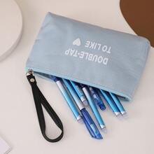 Gray Letter Print Cosmetic Bag - Grey - View 4