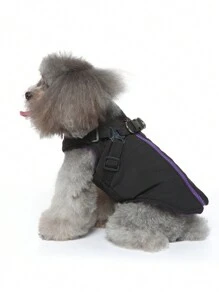 寵物狗冬季夾克外套,拉鍊閉合胸部和背部帶小狗服裝 - 紅色 - 查看 8