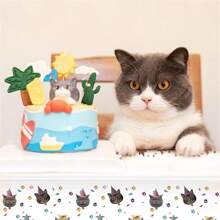 1Pc, Pet Cat Themed Party Tablecloth, Cat Paw Print Plastic Tablecloth Table Cover, Birthday Party Tableware Supplies For Puppy Cat Birthday Decorations Party Favors - As Shown In the Figure - View 4