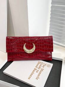 Metallic Moon Decor Ladies' Clutch Bag , Burgundy Bag, Christmas Bag, Christmas & New Year Ideal Gift - Burgundy - View 4