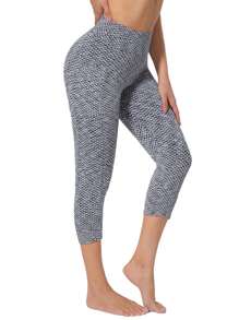 Đen & Trắng Họa tiết Nanh sói Yoga Bộ , Gợi cảm & Quần Yoga , Thể thao Khỏe mạnh Xà cạp - Đen và trắng - Xem 5
