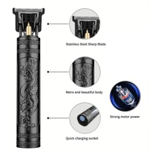 無線 T9 男士理髮器專業鬍鬚修剪器附 4 個導梳電動刮鬍刀男士電動刮鬍刀理髮剪 - 黑色 - 查看 6