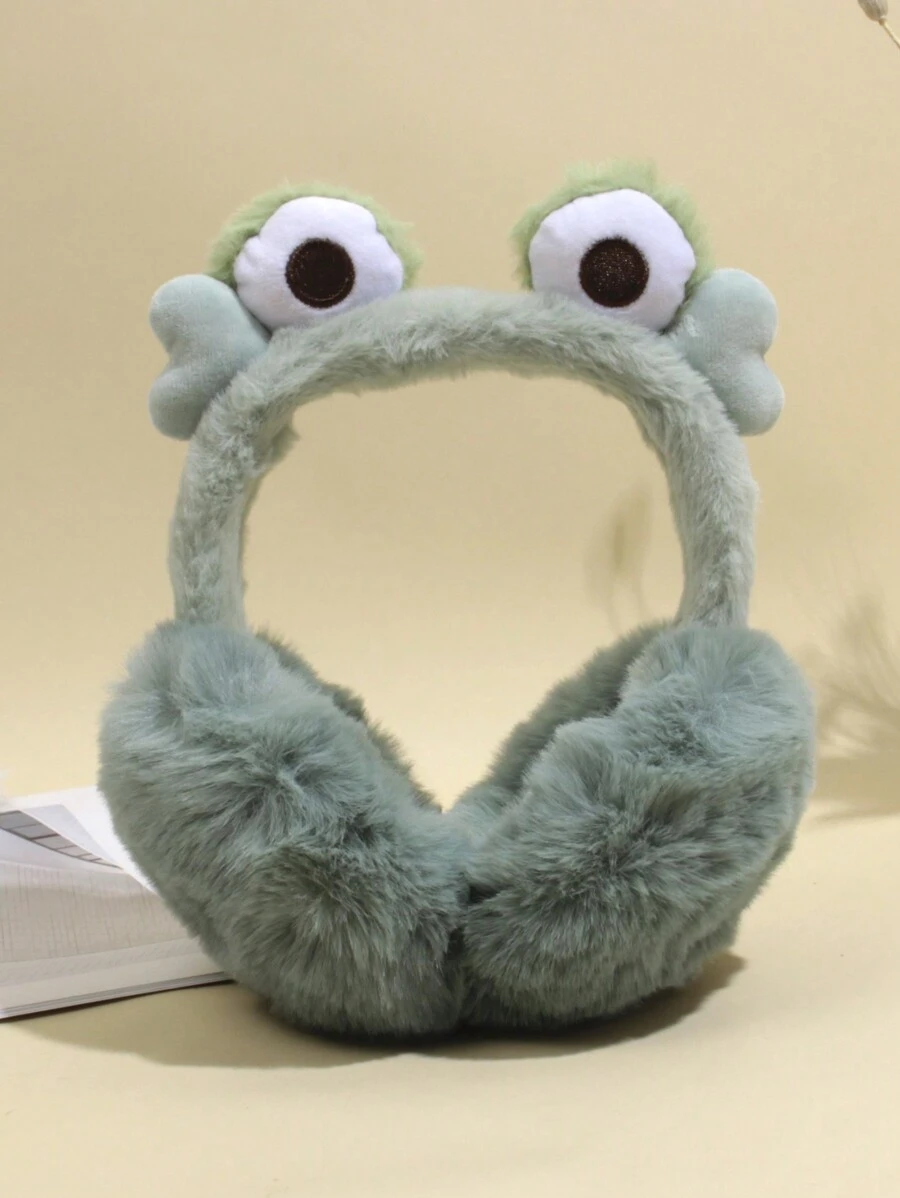 1 Piece Of Children's Frog Plush Autumn And Winter Warm Ear Protection Earmuffs Suitable For Daily Use - Green - View 1