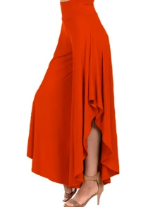 Wide Ruffled Skort Skirt - Orange - View 2