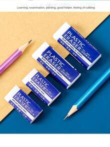 5pcs Large Size 2b White Eraser Rectangular Rubber Eraser For Writing, Office, Student - Multicolor - View 8