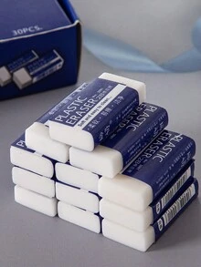 5pcs Large Size 2b White Eraser Rectangular Rubber Eraser For Writing, Office, Student - Multicolor - View 2