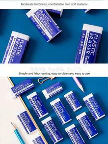 5pcs Large Size 2b White Eraser Rectangular Rubber Eraser For Writing, Office, Student - Multicolor - View 7