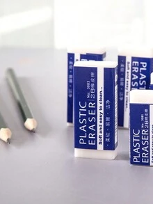 5pcs Large Size 2b White Eraser Rectangular Rubber Eraser For Writing, Office, Student - Multicolor - View 5