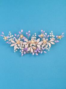 1入女士婚禮用金色髮夾，新娘假珍珠髮夾，鑽石髮夾，水晶髮夾，婚禮髮簪