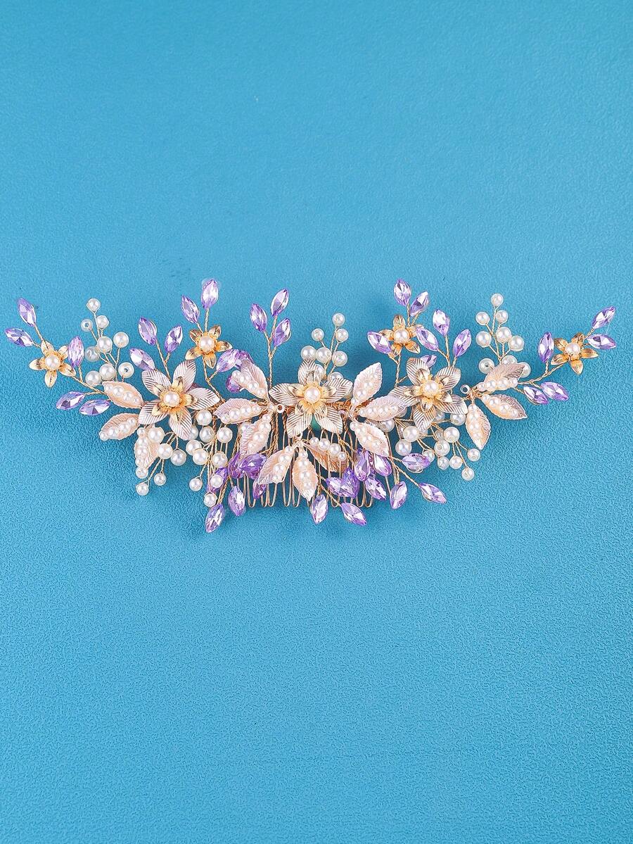 1入女士婚禮用金色髮夾，新娘假珍珠髮夾，鑽石髮夾，水晶髮夾，婚禮髮簪