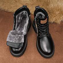 男士時尚高筒摩托車靴,厚頭工作靴