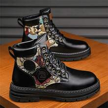 男士時尚高筒摩托車靴,厚頭工作靴