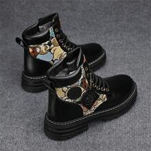 男士時尚高筒摩托車靴,厚頭工作靴