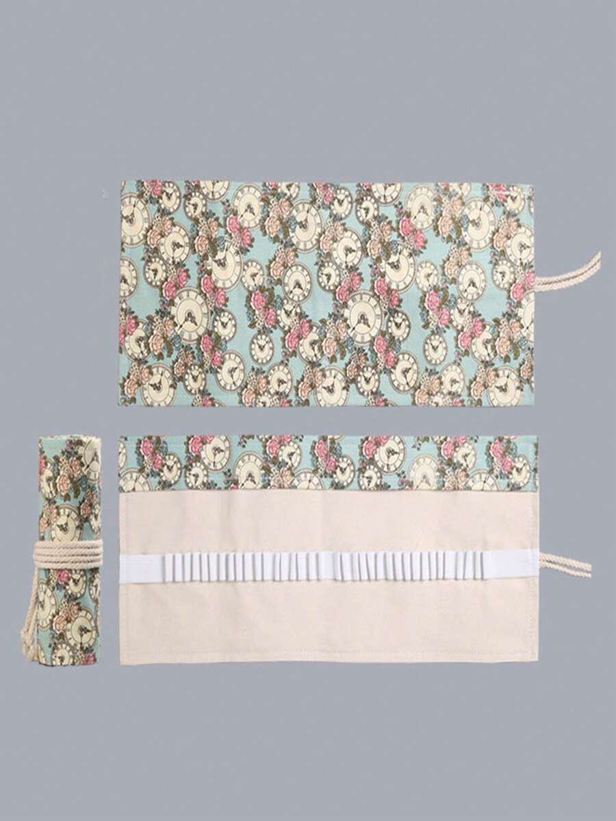 1入手工製作的帆布筆袋,可容納12/24/36/48/72支鉛筆,男女孩專屬彩色鉛筆/素描鉛筆/文具筆 - 青碧色 - 查看 1