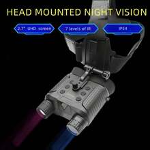 夜視攝影機、1080p 高清頭戴式夜視設備、數位望遠鏡夜視設備、防水和動作感應野生動物攝影機，帶8 倍數位變焦、漆黑條件下可視距離可達300-400 公尺、狩獵夜視設備、 3w 850nm 強紅色 LED 聚光燈，7 級紅外線亮度調節，三種使用方式，可便攜式頭戴式或兼容專業警用頭盔，手持使用，非常適合狩獵、露營、旅行和監控露營、釣魚還有夜划船。 - 黑色 - 查看 2