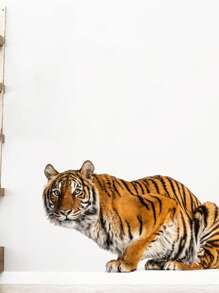 1個逼真的大老虎壁貼,防水自粘貼紙,適用於臥室,客廳,書房裝飾