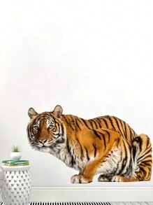 1個逼真的大老虎壁貼,防水自粘貼紙,適用於臥室,客廳,書房裝飾