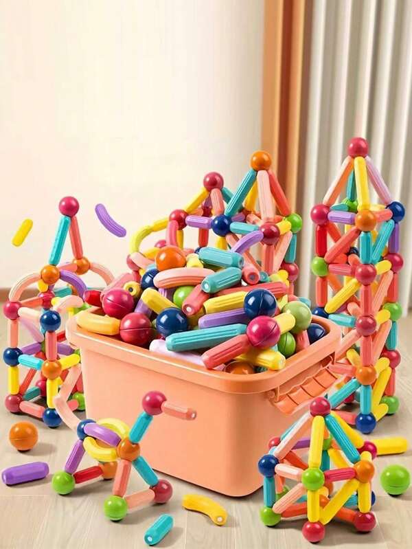 25pcs/36pcs/42pcs/64pcs/82pcs Magnetic Building Blocks Set For Kids And Toddlers, 3D Construction Toy, Construction Toys, Magnet Puzzle Toys,Perfect Gifts For Xmas / Thanksgiving,Accessories Color Randomized