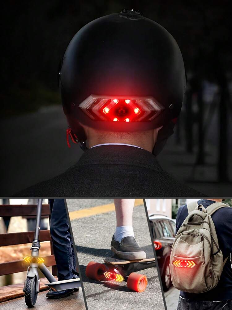 1 Stück 500mah Drahtlose Fernbedienung Fahrradhelm Blinker Für Fahrrad Rückwarnung (schwarz) - Schwarz - Übersicht 8