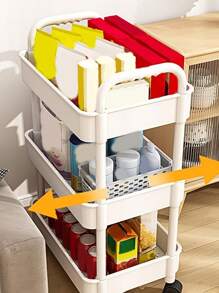 1個書架小手推車收納架,輪式整理器簡易零食桌邊櫃,閱讀架 - 白色 - 查看 5