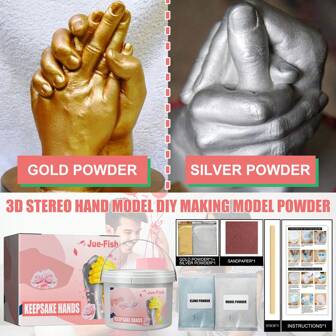 1pc Jue Fish 3d Hand Mold Diy Cloning Powder Model For Children's Day, Mother's Day, Valentine's Day Gift
