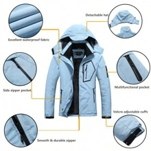 Women's Waterproof Ski Jacket Warm Winter Snow Coat Hooded Raincoat - 淺藍色 - 查看 4
