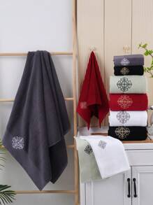 QIBHI 6/3/1 khăn mặt thêu màu trơn phong cách Châu Âu, khăn tắm hoặc khăn xông hơi, mềm mại và thấm hút, khăn tắm gia đình đơn giản và thanh lịch, khăn tắm cho tiệm làm đẹp, khách sạn thể thao, đồ dùng thiết yếu trong nhà, khăn tắm, khăn tắm chăm sóc da - trắng - Xem 3