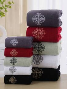 QIBHI 6/3/1 khăn mặt thêu màu trơn phong cách Châu Âu, khăn tắm hoặc khăn xông hơi, mềm mại và thấm hút, khăn tắm gia đình đơn giản và thanh lịch, khăn tắm cho tiệm làm đẹp, khách sạn thể thao, đồ dùng thiết yếu trong nhà, khăn tắm, khăn tắm chăm sóc da - trắng - Xem 6