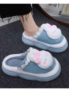 Women's House Slippers, Women's Sandals With Rabbit Shape, Comfortable And Soft, Perfect For Resting At Home And Relaxing, Lightweight, Practical, Non-Slip And Easy To Clean - Blue - View 3
