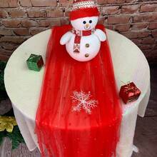 Khăn trải bàn trang trí bằng ngọc trai giả, Khăn trải bàn bằng vải tuyn màu đỏ ngọc trai cho tiệc cưới, Khăn trải bàn cực dài để trang trí vòm đám cưới và quà tặng cô dâu - Đỏ - Xem 5