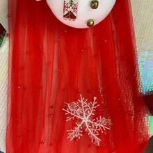 Khăn trải bàn trang trí bằng ngọc trai giả, Khăn trải bàn bằng vải tuyn màu đỏ ngọc trai cho tiệc cưới, Khăn trải bàn cực dài để trang trí vòm đám cưới và quà tặng cô dâu - Đỏ - Xem 2