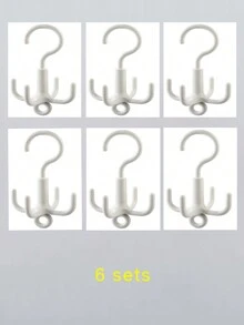 6pcs Stackable White Rotating Hook Wardrobe Hook Bag, Hat, Scarf Storage Organizer Multi-functional Dormitory Wall Hanging Rack Shelf - White - View 1