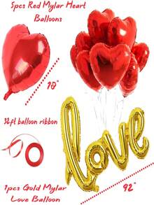 情人節泰迪熊擁抱心形鋁箔氣球套裝,紅心乳膠氣球適合情人節裝飾、求婚、週年紀念派對裝飾、拍照道具(1038 件)