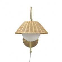Rattan Weave Wall Sconce - 金子 - 查看 3