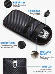1個鎖匙盒專用袋,汽車rfid信號屏蔽鎖匙盒保護套,小巧便攜,適用於商務人士,日常存儲,教師禮物 - 黑色 - 查看 3