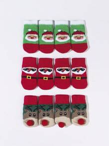 1 Bộ (4 chiếc) Tất cho thú cưng họa tiết ông già Noel và tuần lộc theo chủ đề Giáng sinh màu sắc ngẫu nhiên, món quà tuyệt vời cho mèo và chó vào dịp Giáng sinh và mùa đông - Nhiều màu - Xem 6
