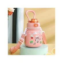 新款高美 316不鏽鋼保溫杯兒童可愛便攜手提帶水杯便攜吸管大肚杯480ml