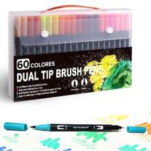 DUAL TIP BRUSH PENS 60 NEGRO - Multicolor - Ver 3