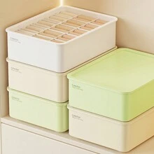 1個10個隔層的內衣收納盒,可堆疊的塑料衣服收納抽屜-針對胸罩、褲子、襪子、節省衣櫃、衣櫥、臥室、家庭、宿舍空間,淡黃色