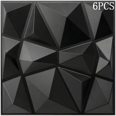 Panel 3d Decorativo Paquete Impermeable Pvc Pared Hogar 50*50cm 6pcs en blanco y negro