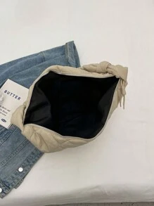 MOBAOFANG 大容量純色女士肩背包 - 米色 - 查看 8