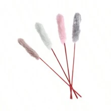 5 piezas/set varillas de plumas rojas varita Teaser para gatos con pelo de conejo para gatitos y gatos, juguete para gatos para mantener a su gato ocupado durante horas de juego - Multicolor - Ver 6