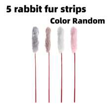 5 piezas/set varillas de plumas rojas varita Teaser para gatos con pelo de conejo para gatitos y gatos, juguete para gatos para mantener a su gato ocupado durante horas de juego - Multicolor - Ver 2
