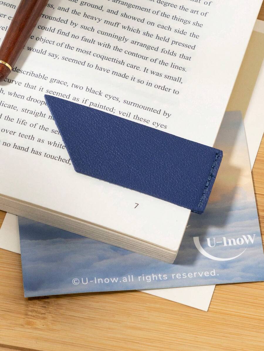 標籤式書籤藍色可愛創意皮革學生書籤,書籍分隔器 - 藍色 - 查看 1