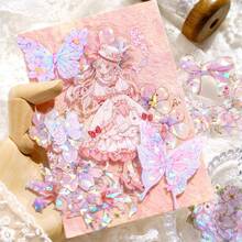 20Pcs Unbounded Flora Series Waterproof Stickers Pack Retro Flower Handbook Scrapbooking Label Diy Diary Phone Journal Planner - Black - View 6