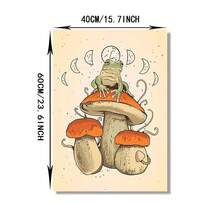 HALFLEMART 1入組蘑菇青蛙復古牆藝術畫布油畫,復古牆飾海報和印刷品,客廳家居裝飾畫,無框